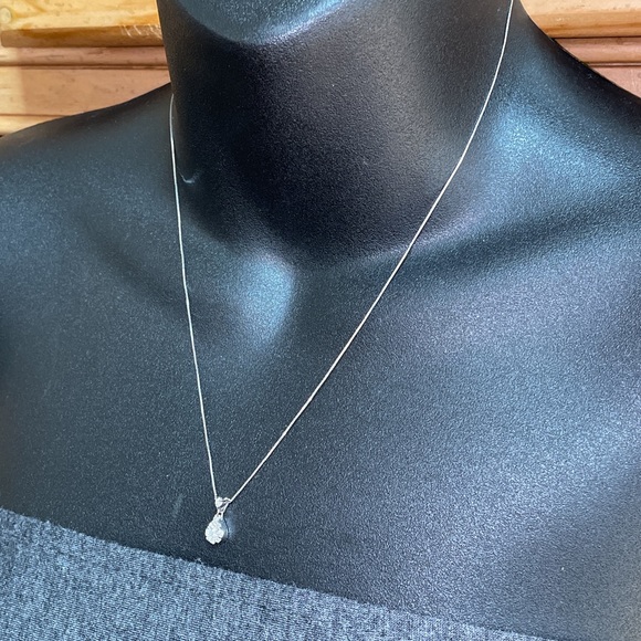 Solid Stamped 14K White Gold Designer Endless Diamond Pendant Necklace - Picture 9 of 16